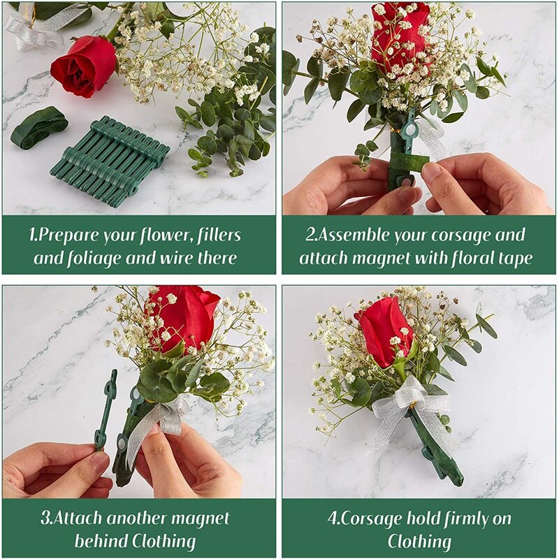 30 pary kwiatowy Boutonniere magnesy stanik broszki magnes dla Wykonany ręcznie ślub panna młoda Boutonnieres stanik kwiat szpilki