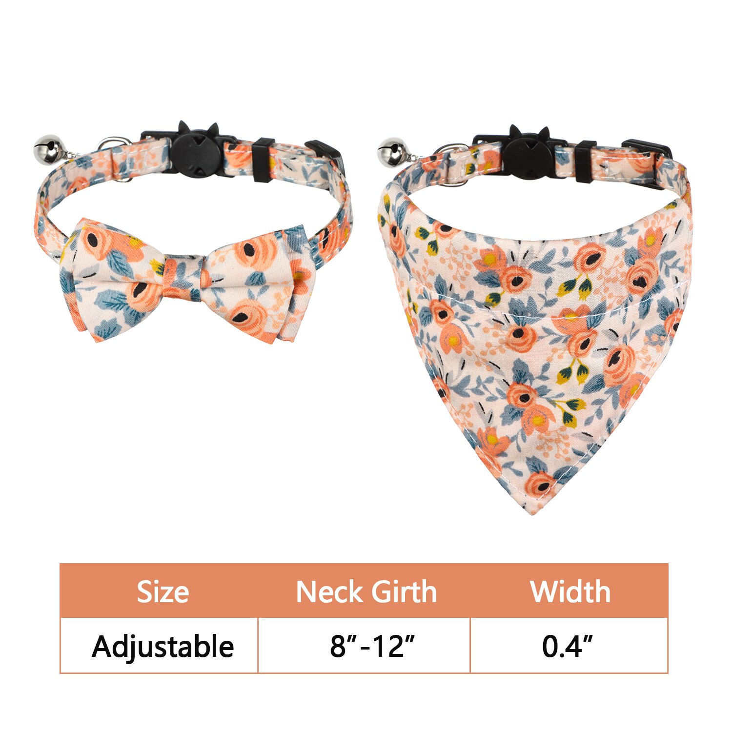 Collare per gatto con campane e simpatico motivo floreale papillon Bandana motivo floreale collari regolabili per cuccioli di gatto forniture per animali domestici