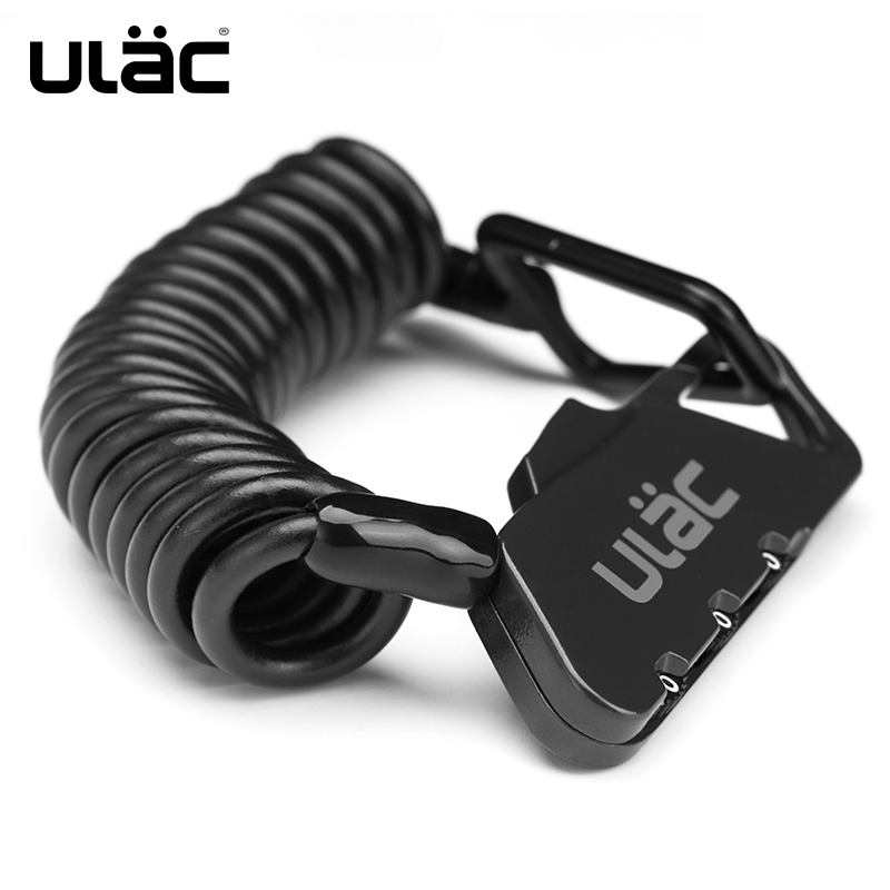 ULAC Helmet Lock & Cable Mini Portable Spring Combination Cable Lock Senior Travel Luggage Locks Motorcycle Scooter Helmet Lock: Black