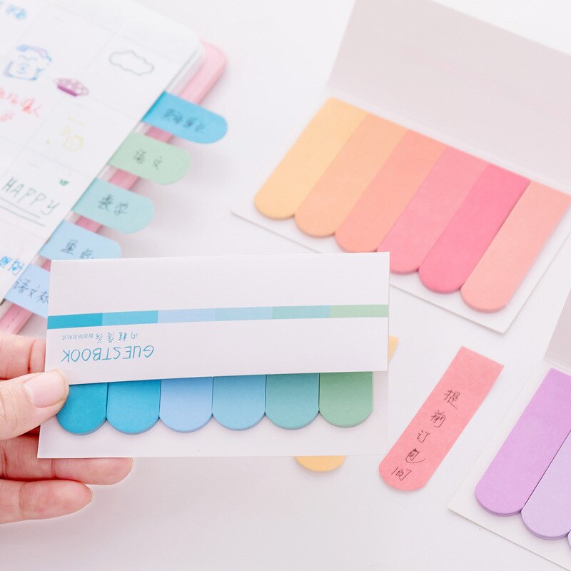 Yatniee 4 Sets Color Gradient Sticky Notes N Times Bookmark Memo Sticker Paper Student Office Stationery Supplies