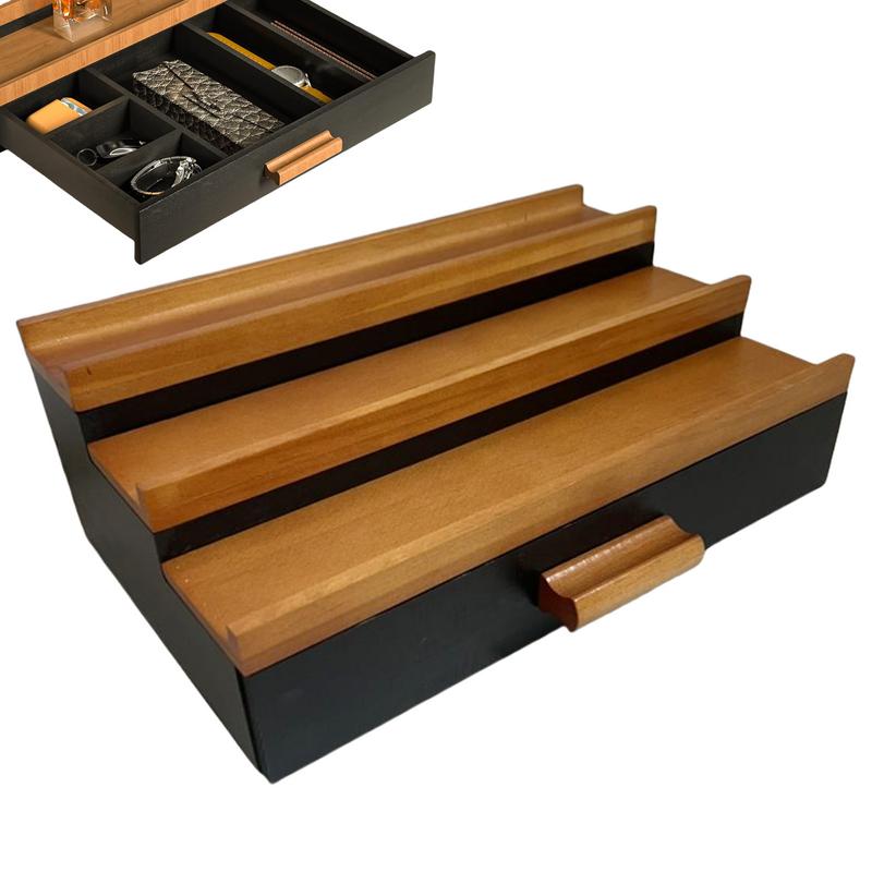 Houten 3-laags Keulen Organizer Parfumopslag Displaystandaard met lade Veelzijdige sieraden Make-up Cosmetica Organizer