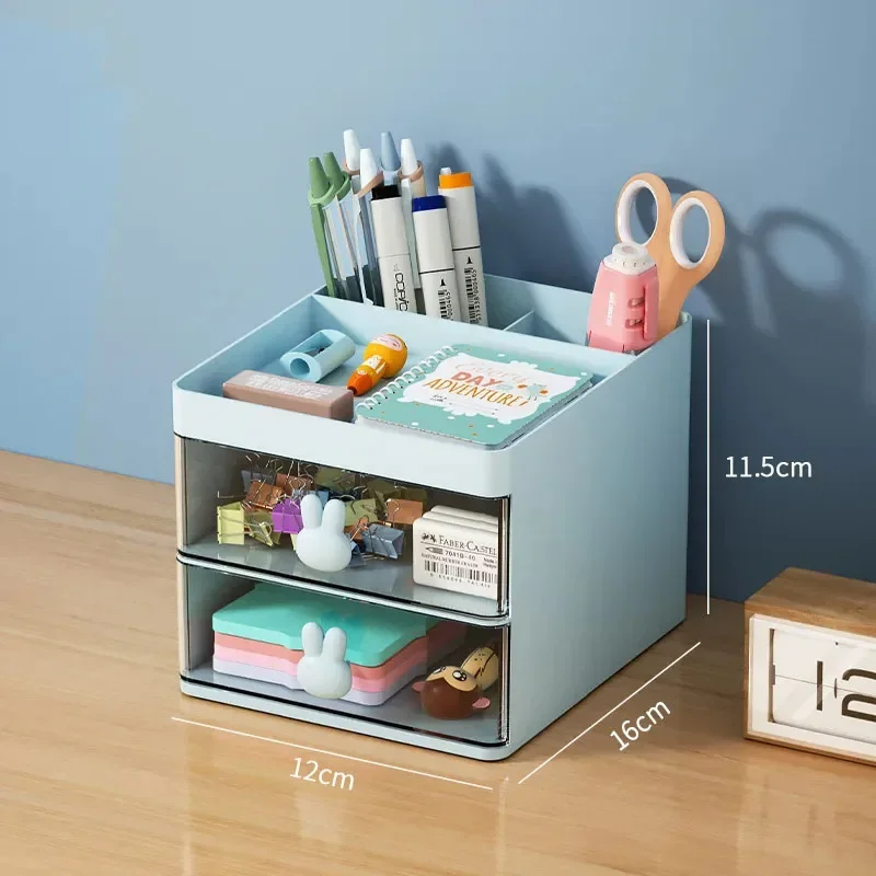 Organiseur de bureau en maille métallique noire avec tiroir et porte-stylo, 9