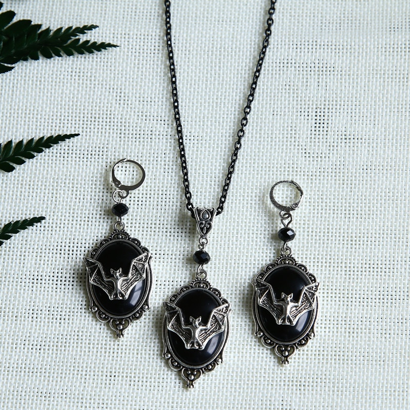 Punk Halloween Party Schwarz gotisch Schläger Halskette einstellen Anhänger Neckace Schmuck Kostüm Zubehör Frauen jugendlich Mädchen