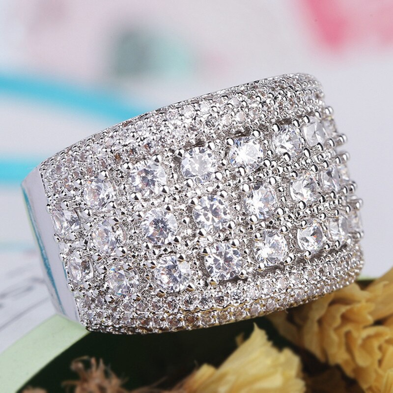 Shining CZ Zirkoon Ring Elegante Zilveren Strass Ring Voor Vrouwen Bruiloft Partij Sieraden Grootte 6-10