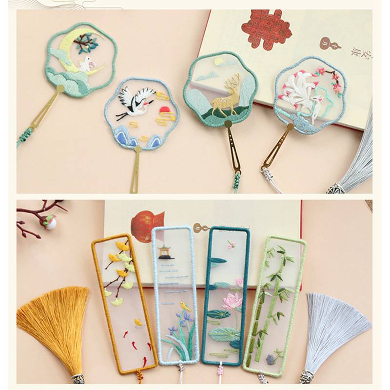 Classical Self-embroidered Bookmark Material Package Embroidery Kit Embroidery Handmade DIY Material Package Antique Bookmark