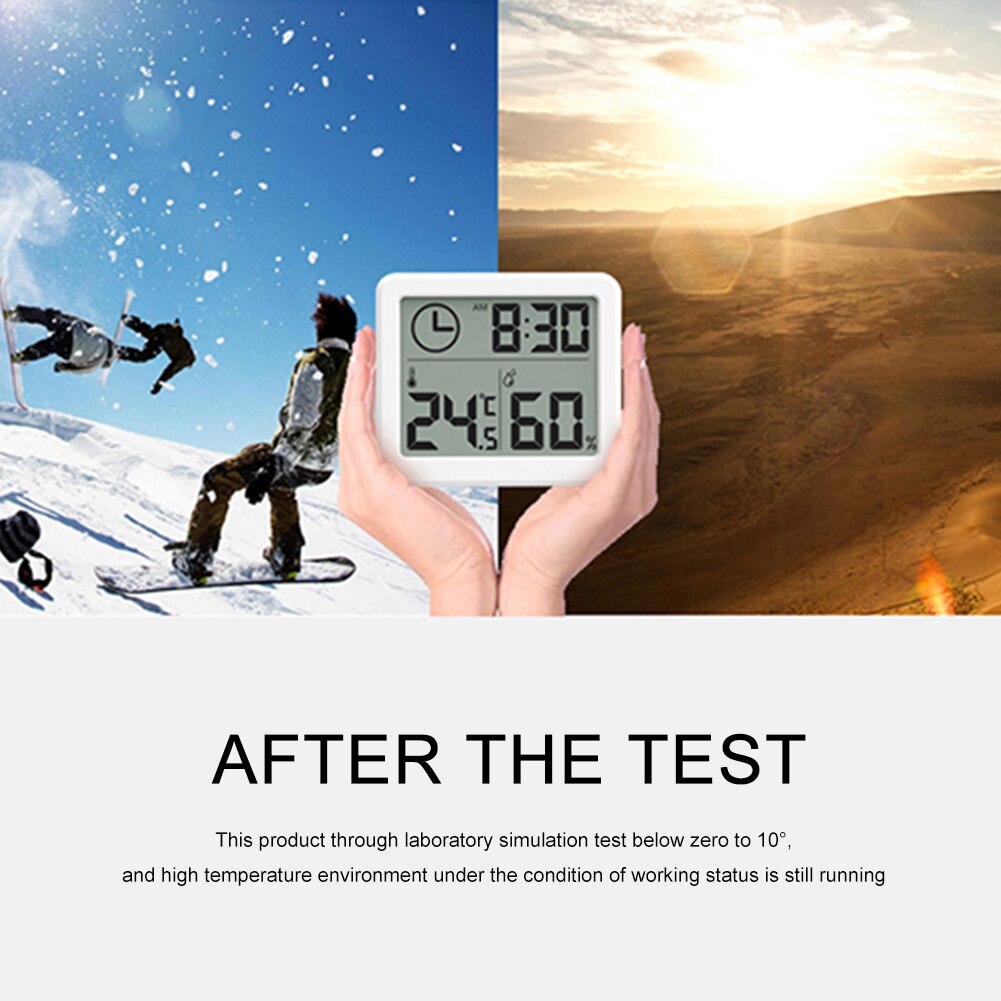 3.2inch LCD Screen Display Digital Thermometer Ultra Thin Hygrometer Automatic Electronic Humidity Monitor Alarm Clock