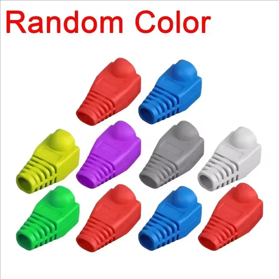 100/1 stuks gemengde kleuren cat 5e cat 6 rj45 ethernet netwerkkabel trekontlastingshulzen kabelconnector stekker afdekkingen beschermhoes: Oranje / 10m