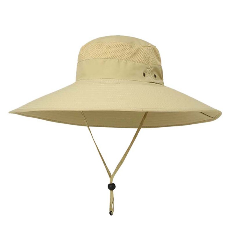 Gorro de pesca de verano para hombre, sombrero de pesca grande para exteriores, protección solar transpirable contra rayos UV, gorro de Sol para pescar: Beige