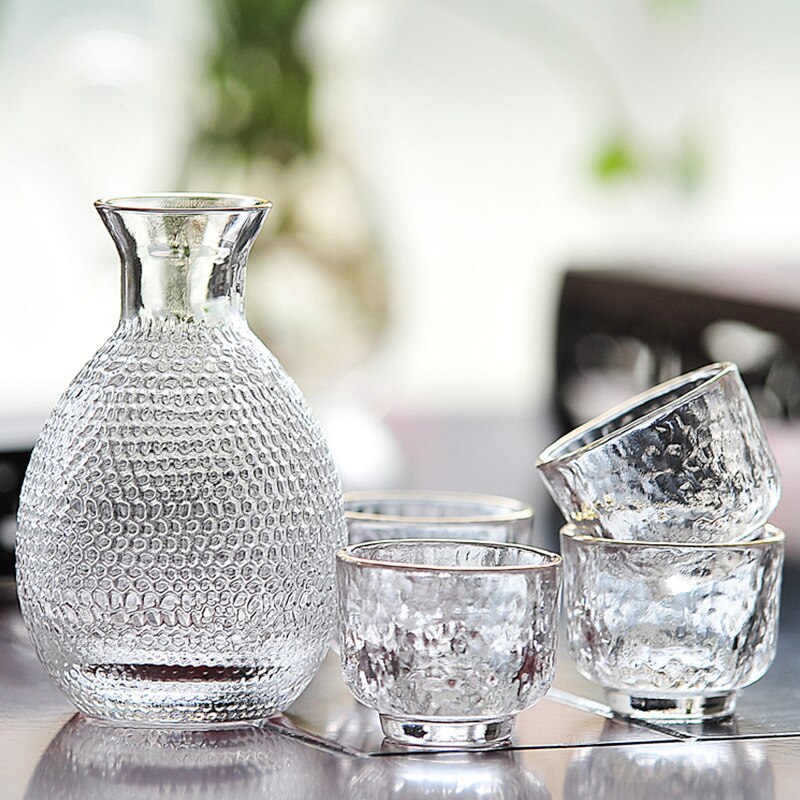 Jeu de verres à Shot en verre, ensemble de verres à saké japonais avec 1 Pot à saké, 4 tasses à saké et 1 bol à vin , ensemble de 6 pièces pour barmen
