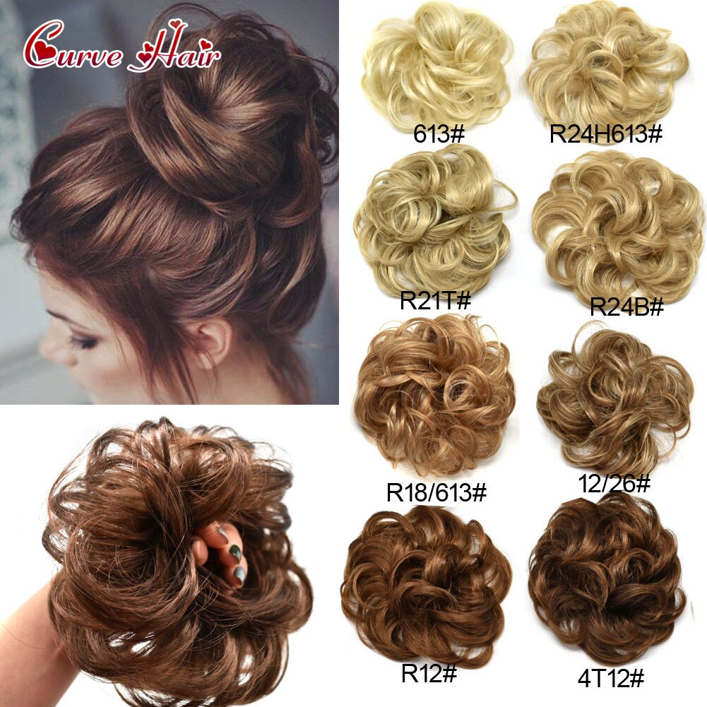 Chignon-peluca rizada de fibra sintética para niña y mujer, Potnytail, moño para el pelo, varios colores