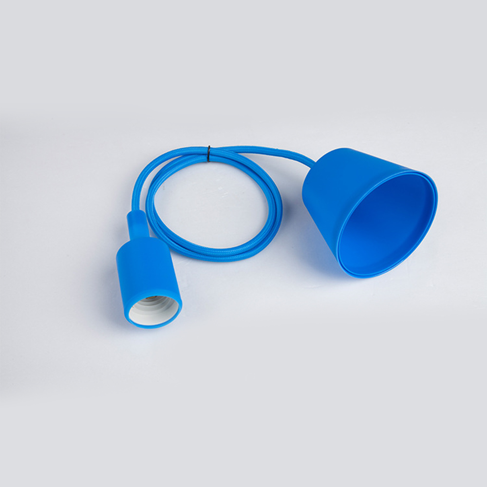 E27 Hängen Lampe Basis Birne Halfter DIY Buchse Bunte Silikon Linie Kronleuchter Beleuchtung Punkt Gummi Decke Leuchte Hause: Blau 1