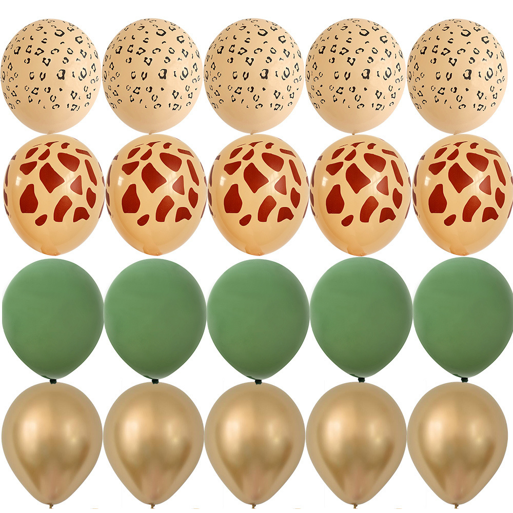 20 stks 12 inch Tijger/Luipaard/Giraffe Patroon Ballon Set voor Kinderen Wild Dier Jungle Safari Verjaardagsfeestje decoratie Benodigdheden: Mintgroen