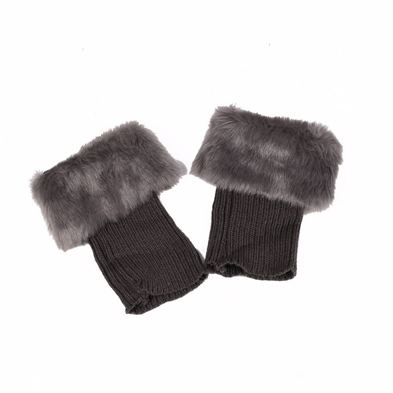 chaussettes hautes laine à tricoter chauffe jambe guettre chaussettes femme: Gris foncé