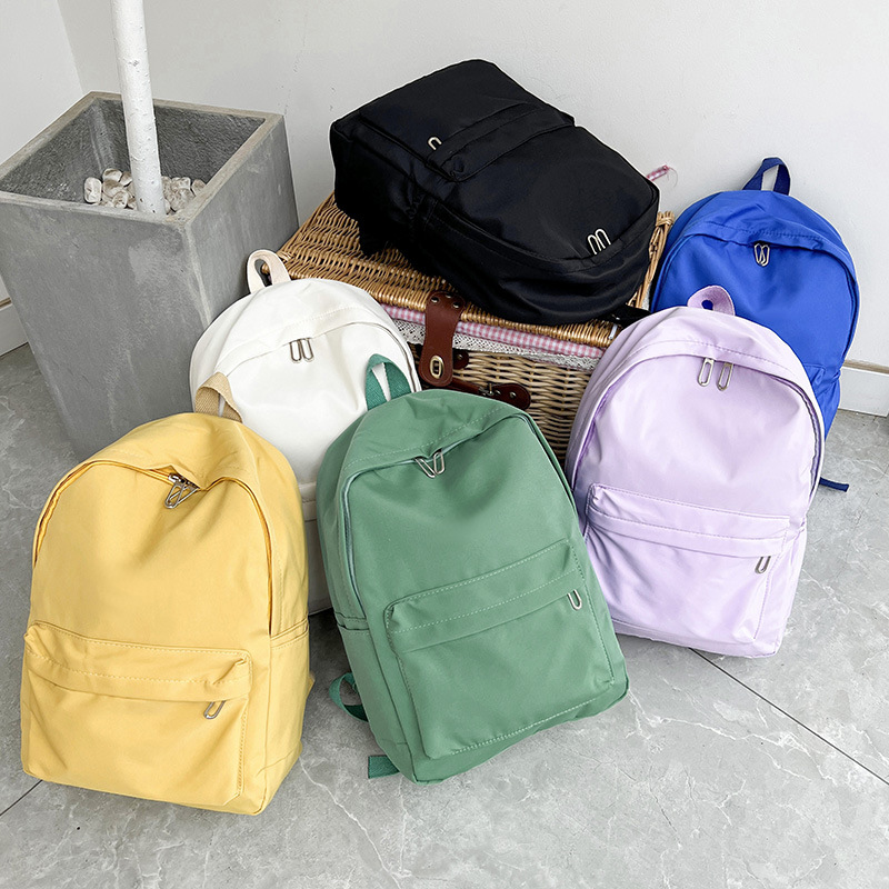 Waterproof Nylon Women Backpack Female Travel Bag Backpacks Schoolbag for Teenage Girls Solid Color Bookbag