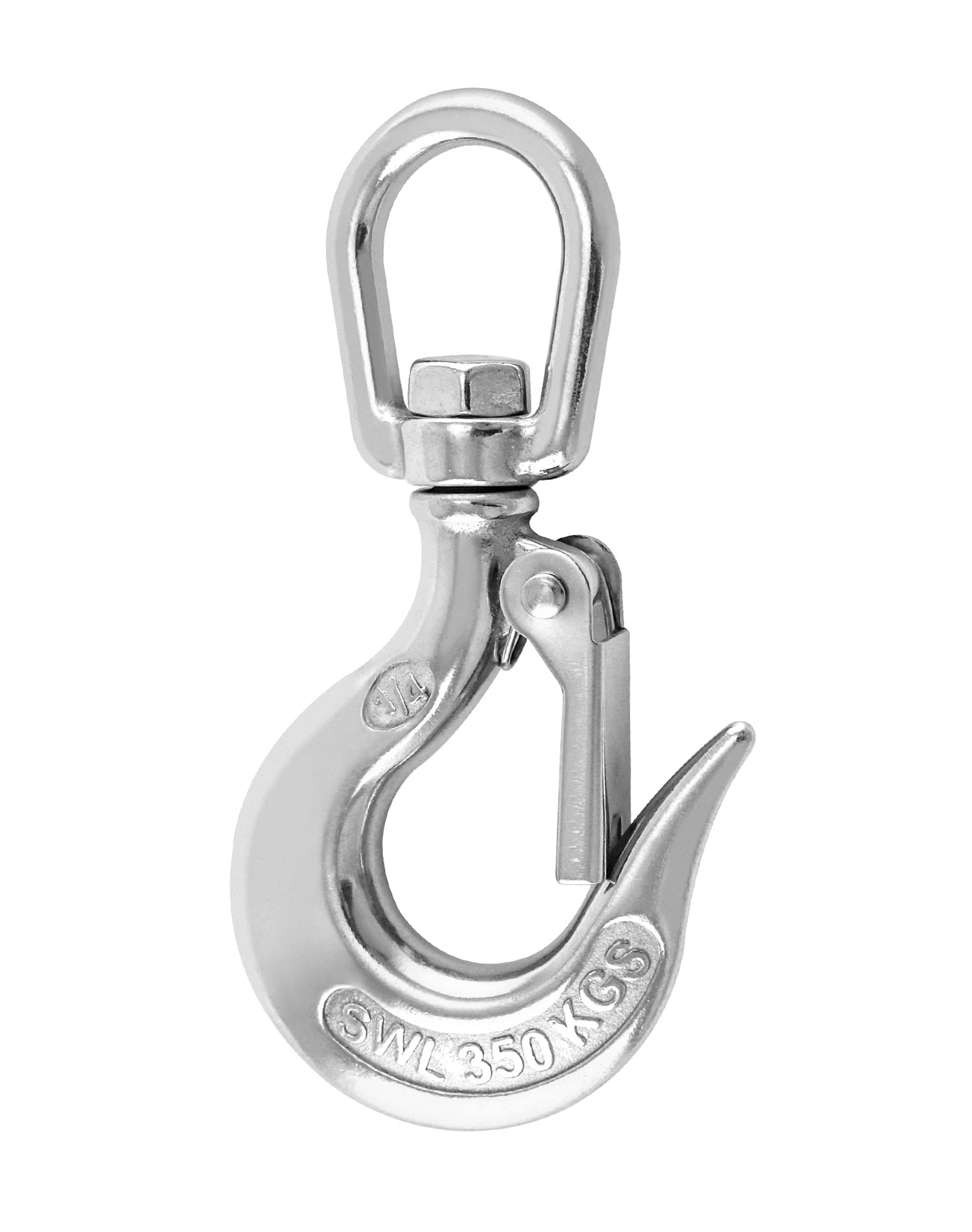 Crane Swivel Hook 770lb 304 Stainless Steel Swivel Lifting Clevis Chain Hook with Safety Latch: Default Title