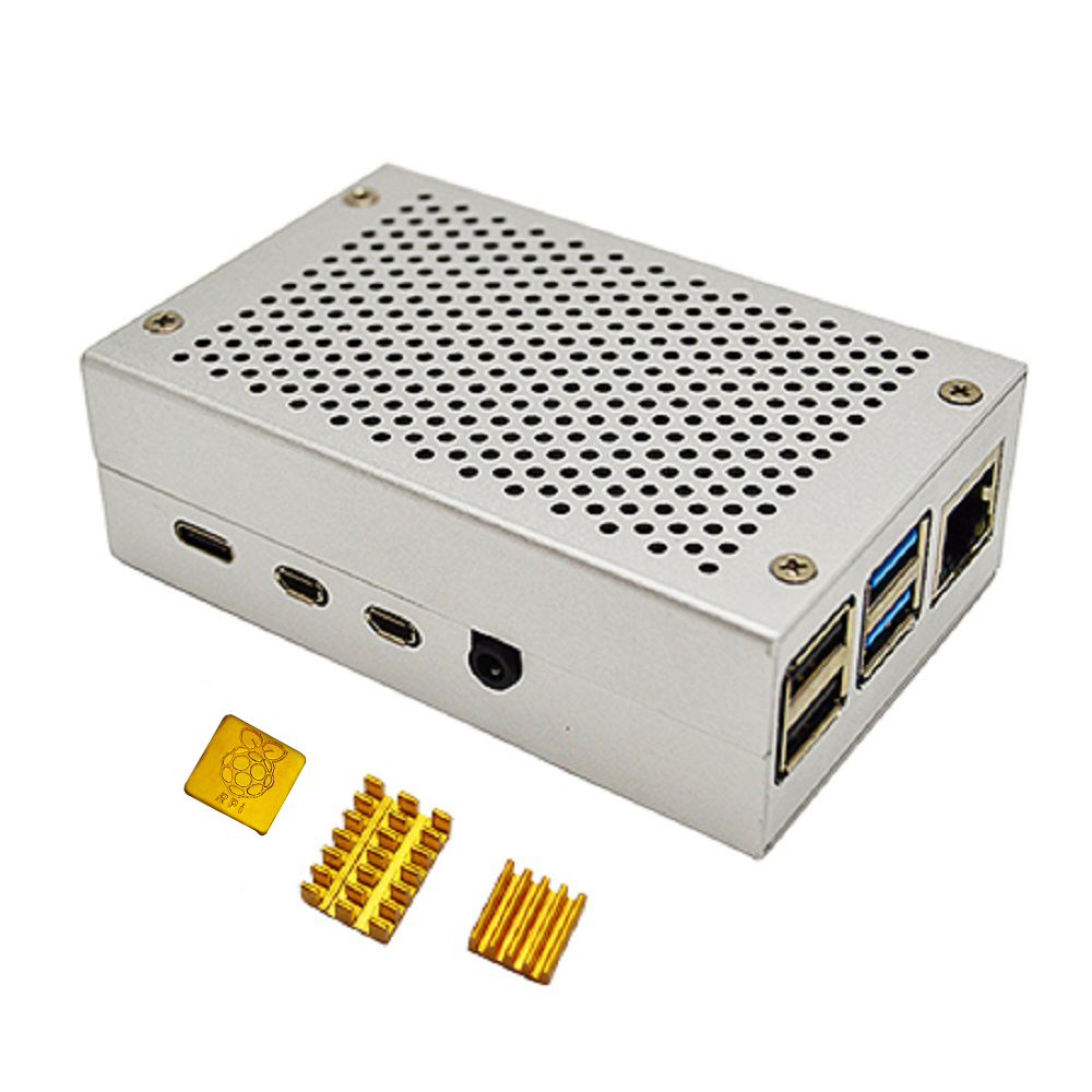 Raspberry pi 4B case aluminum alloy metal with 3pcs Aluminum Heatsink Radiator Cooling Kit Cooler