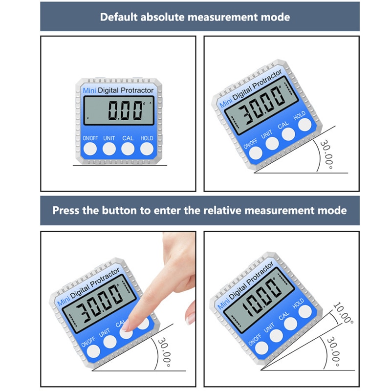 Mini goniómetro electrónico de 360 °, transportador Digital de alta precisión, inclinómetro, medidor de ángulo de nivel Digital, caja de medición