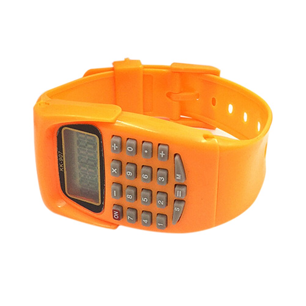 Multifunction Digital Calculator Sports LED Watch Calculating Tool for Children And Durable: Orange