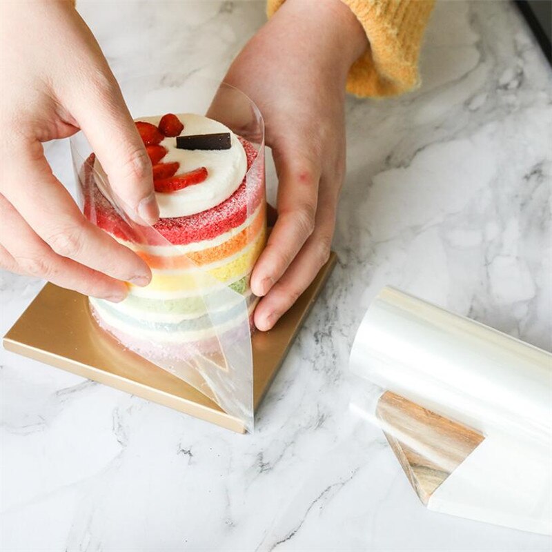 1 Roll Transparent Clear Cake Baking Collar Kitchen Cake Wrapping Tape Surround Film Lining Rings Cake Decorating Mold