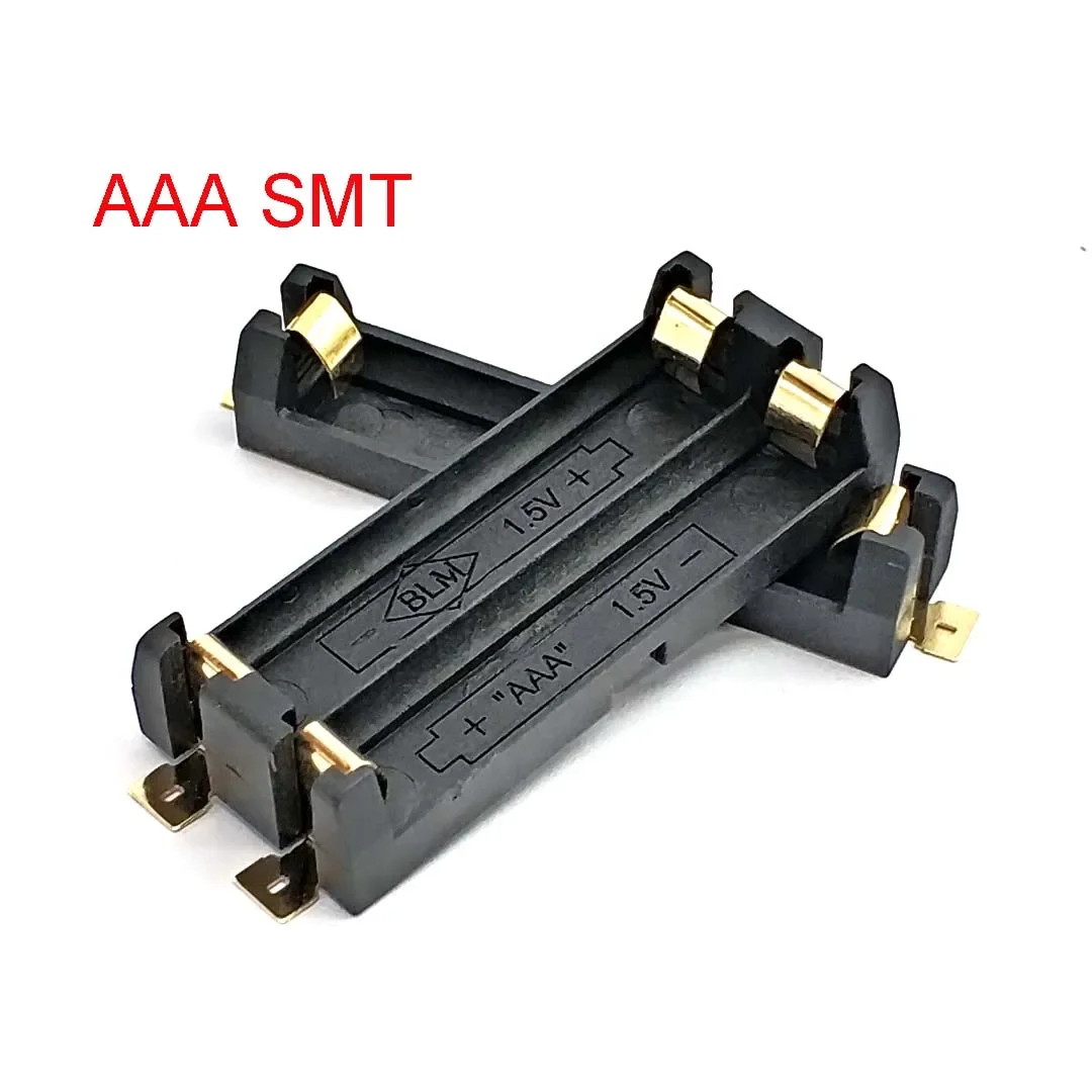 Alta qualidade 1/2 slot aaa suporte de bateria smd smt caixa de bateria com pinos de bronze diy caixa de mola de bateria de lítio