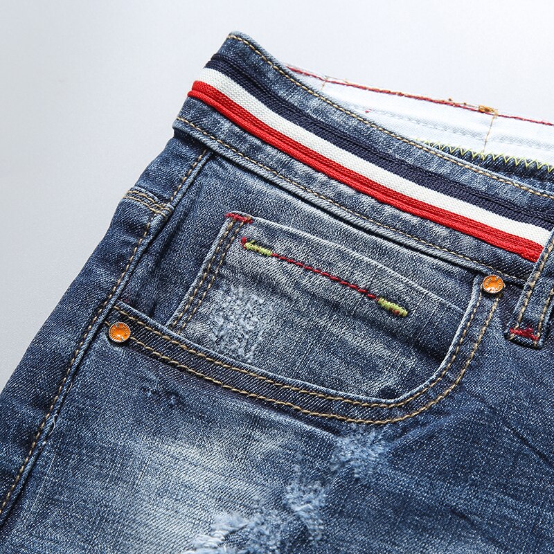Menn revet korte jeans rett 98%  bomullsshorts jean herre denim merke klær pluss størrelse 28-40