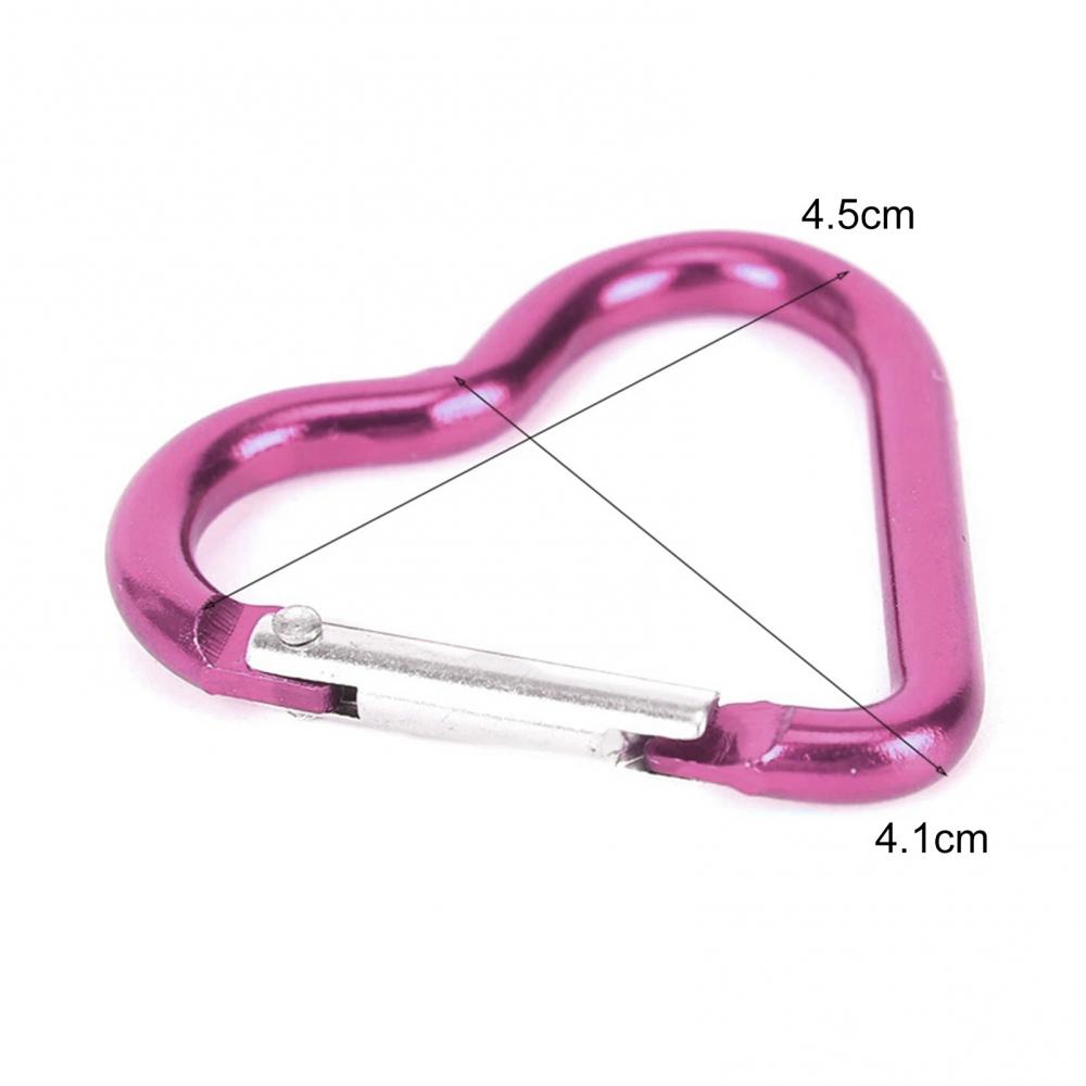 60 5PcseHeart Shape Aluminum Carabiner Keychain Clip Outdoor Key Ring Outdoor Mountaineering Hiking Hanging Buckle Travel Ki