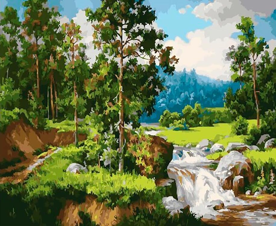 HUACAN Painting By Number Tree Scenery Kits Drawing Canvas HandPainted DIY Picture By Numbers Lake Landscape Home Decor: SZHC1-4933