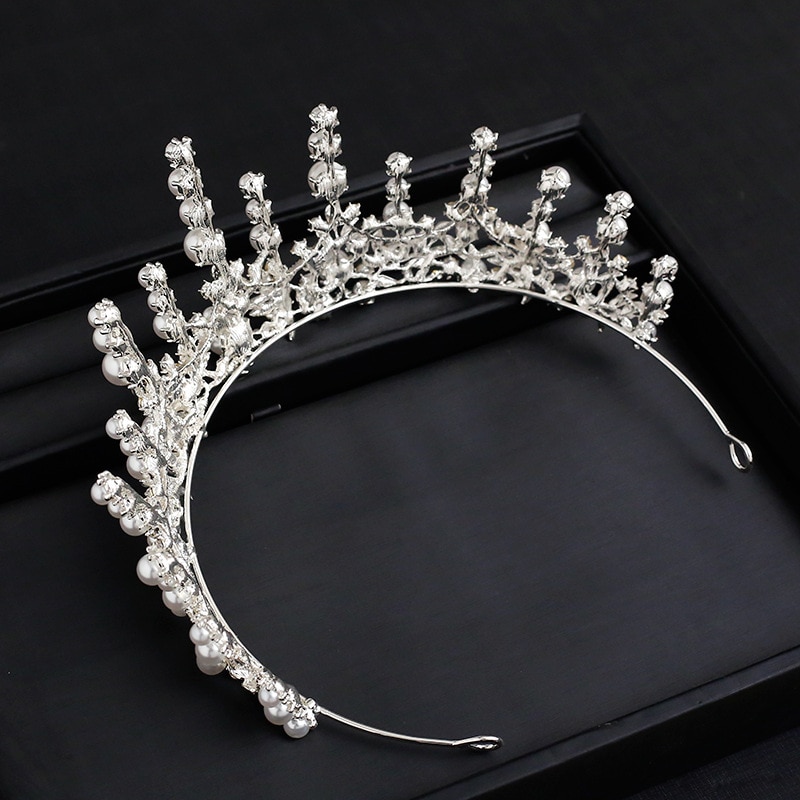 Handgemachte Kristall Perle Kostüm Schmuck setzt Strass Kronen Braut Frauen Hochzeit Schmuck einstellen Halskette Ohrringe Tiara