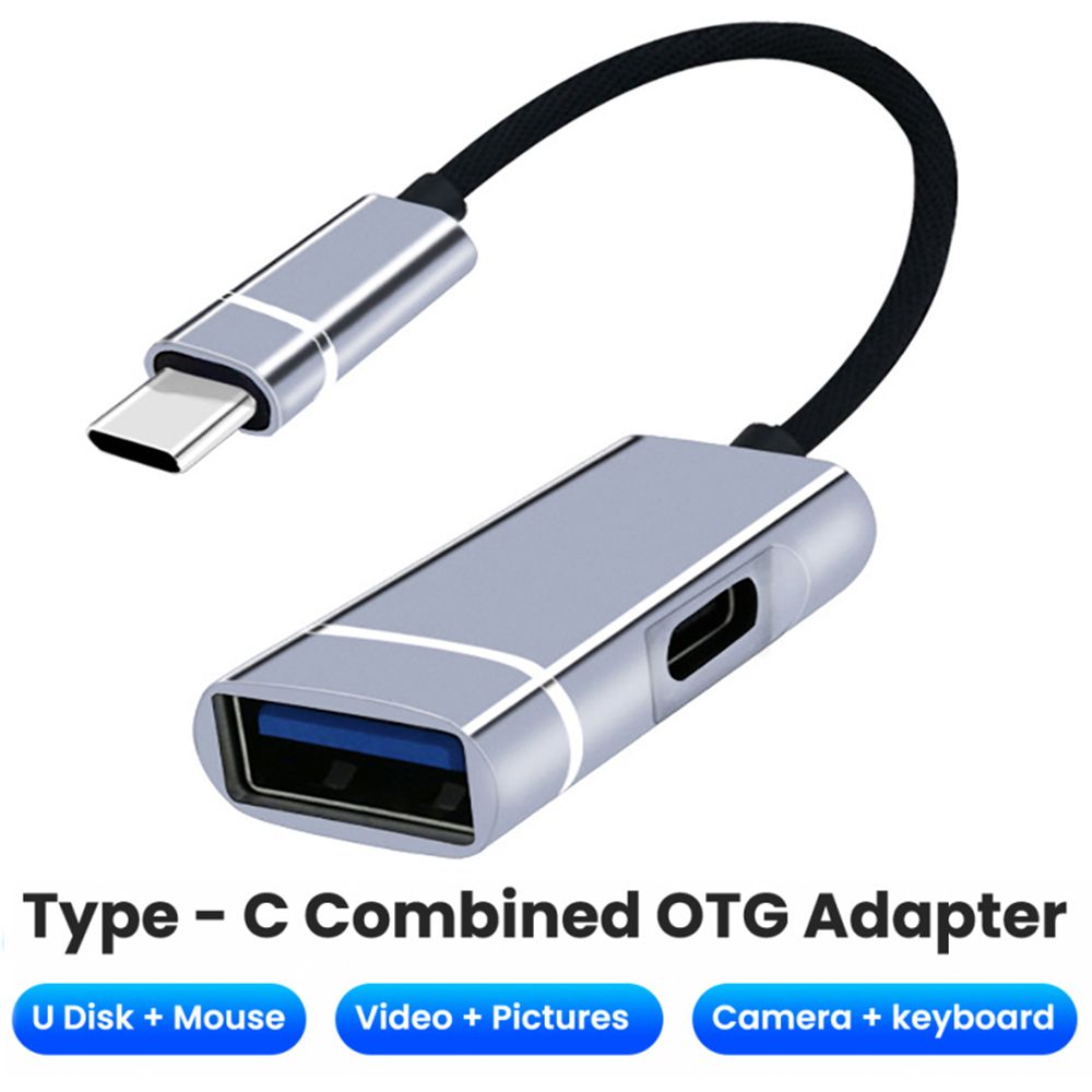 2 In 1 Type-C OTG Adapter Power Supply PD Fast Charging Cable USB 3.0 External U Disk Converter Splitter For Laptop Mobile Phone