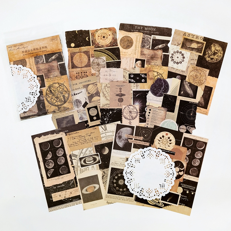 20Pcs Vintage Leaf Lady Letter Craft Paper Junk Journal Ephemera Flower Butterfly Lace Diary Scrapbooking Material Paper Packs: TypeE