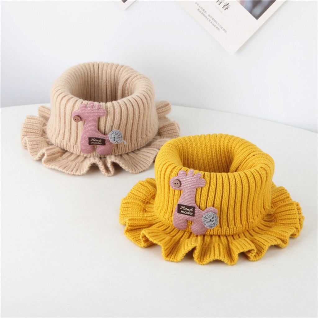 Baby Scarf Winter Kids Boys Girls Knitted Neck Scarf Toddler Cute Cartoon Warmer Crochet Cowl Collar Circle Scarf Bufanda