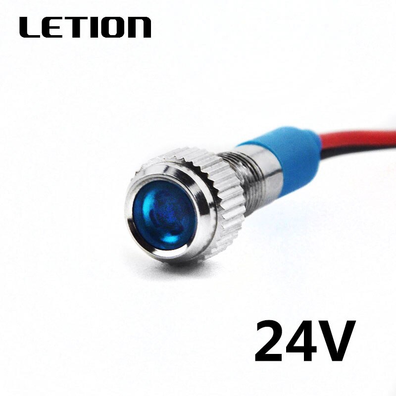 5Stck 6mm Wasserdichte LED Metall Anzeige Pilot Licht Signal Lampe 12V 24V 220V Maschine Auto Stiefel Arbeits PC Energie: 24V Blau