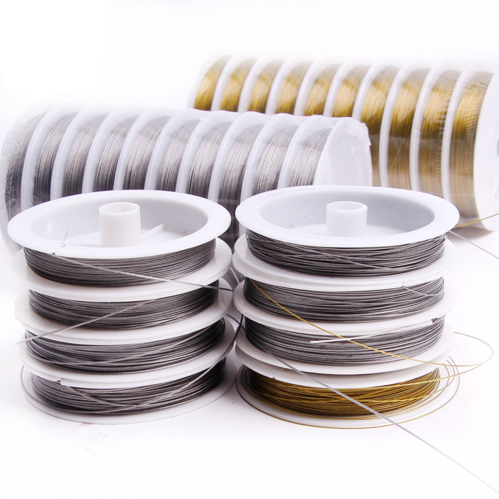 0,3–0,8 mm Gold/Silber, farbbeständig, starke Linie, Edelstahldraht, Tigerschwanz, Perlendraht für sterben Schmuckherstellung