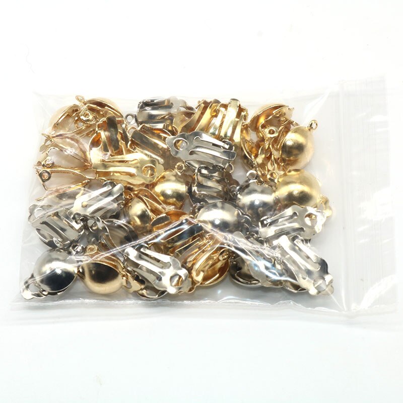 20pcs/lot 12mm Earring Diy Ear Accessories Clip On Earring Flat Silver Color Loop Clasps Clamps Connector Jewelry Making