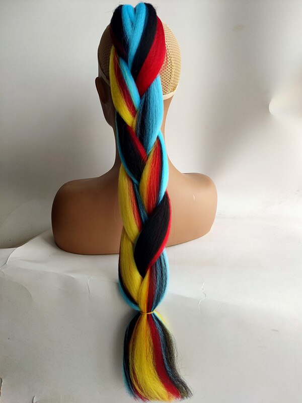 Hywamply 24" Synthetic Jumbo Braid Hair Extension African Braiding Attachment for Twist Box Dread Braids Blend Ombre Candy Color: Y11