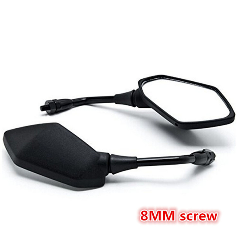 Espejos de visión trasera de scooter eléctrico universal espejo lateral ATV 8mm 10mm moto rbike retrovisor moto espejo moto rcycle accesorios: black 8MM