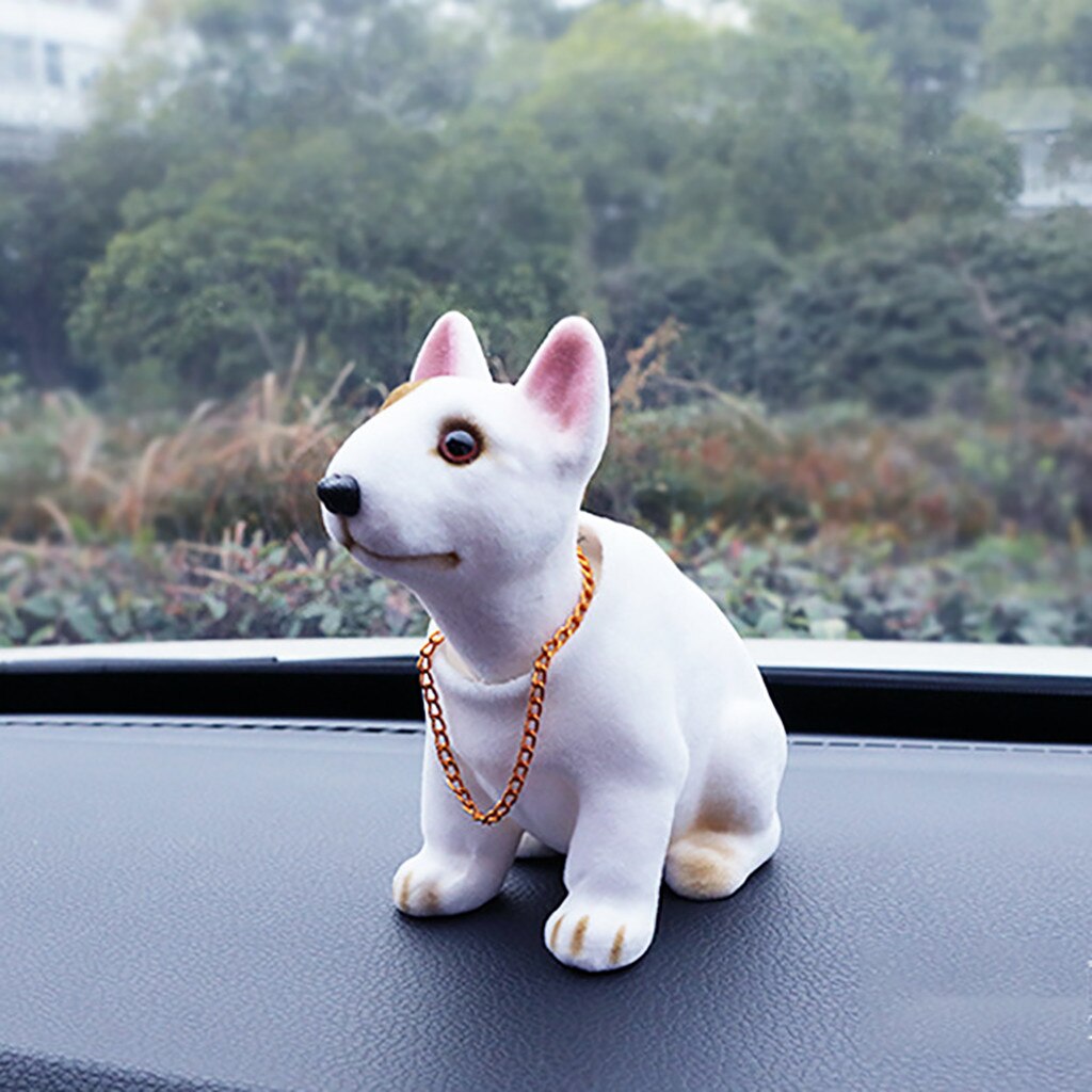 Décoration Voiture Chien Qui Hoche La Tête - Blanc - Figurine Animée Pour Tableau De Bord, Amusante Et Déstressante