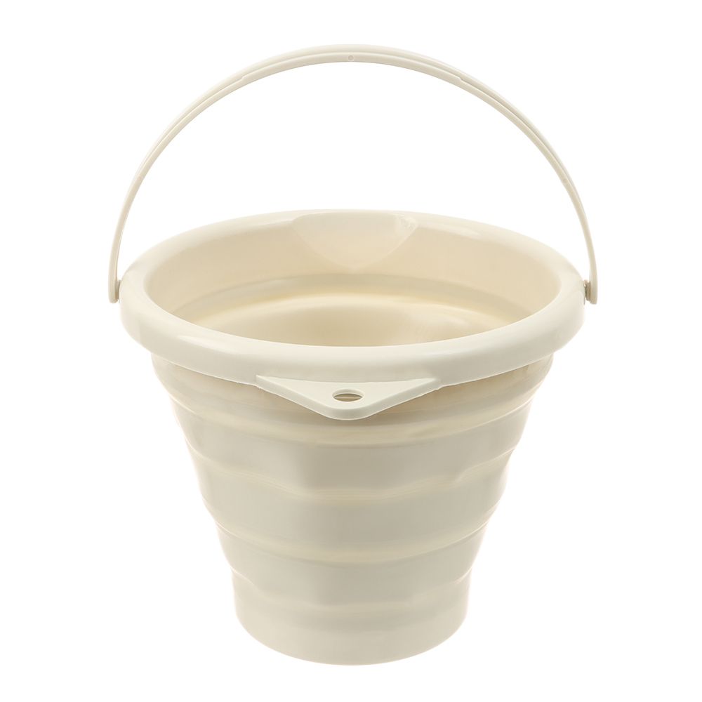 5/10L Portable Foldable Bucket Basin Tourism Outdoor Clean Bucket Fishing Camping Car Wash Mop Folding Buckets with Handle: Beige 10L
