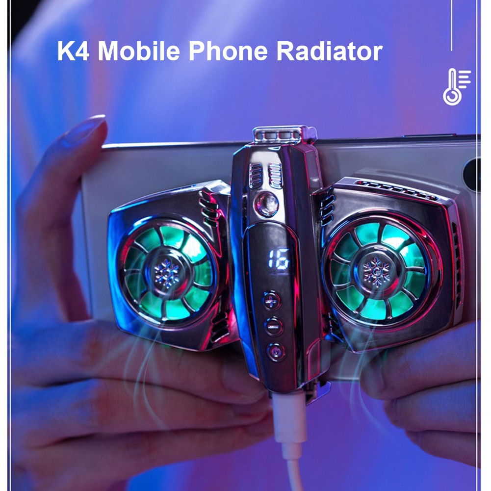 K4 Mobiele Telefoon Radiator Met Smartphone Temperatuur Display Dual Koelventilator Pubg Gamer Telefoon Cooler Voor Iphone Samsung Xiaomi