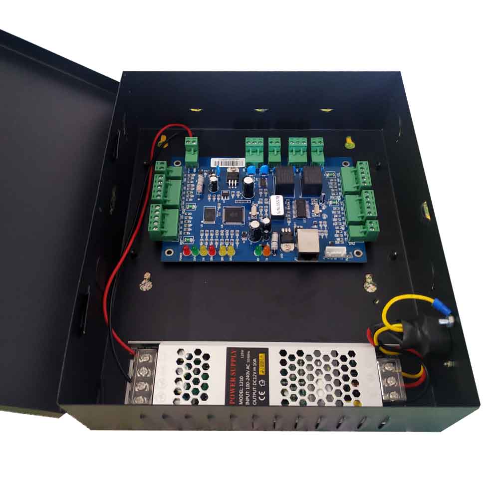 TCP/ip two Door Access Controller 100-240V switch power supply box RFID Wg26 reader and Various access locks exit button