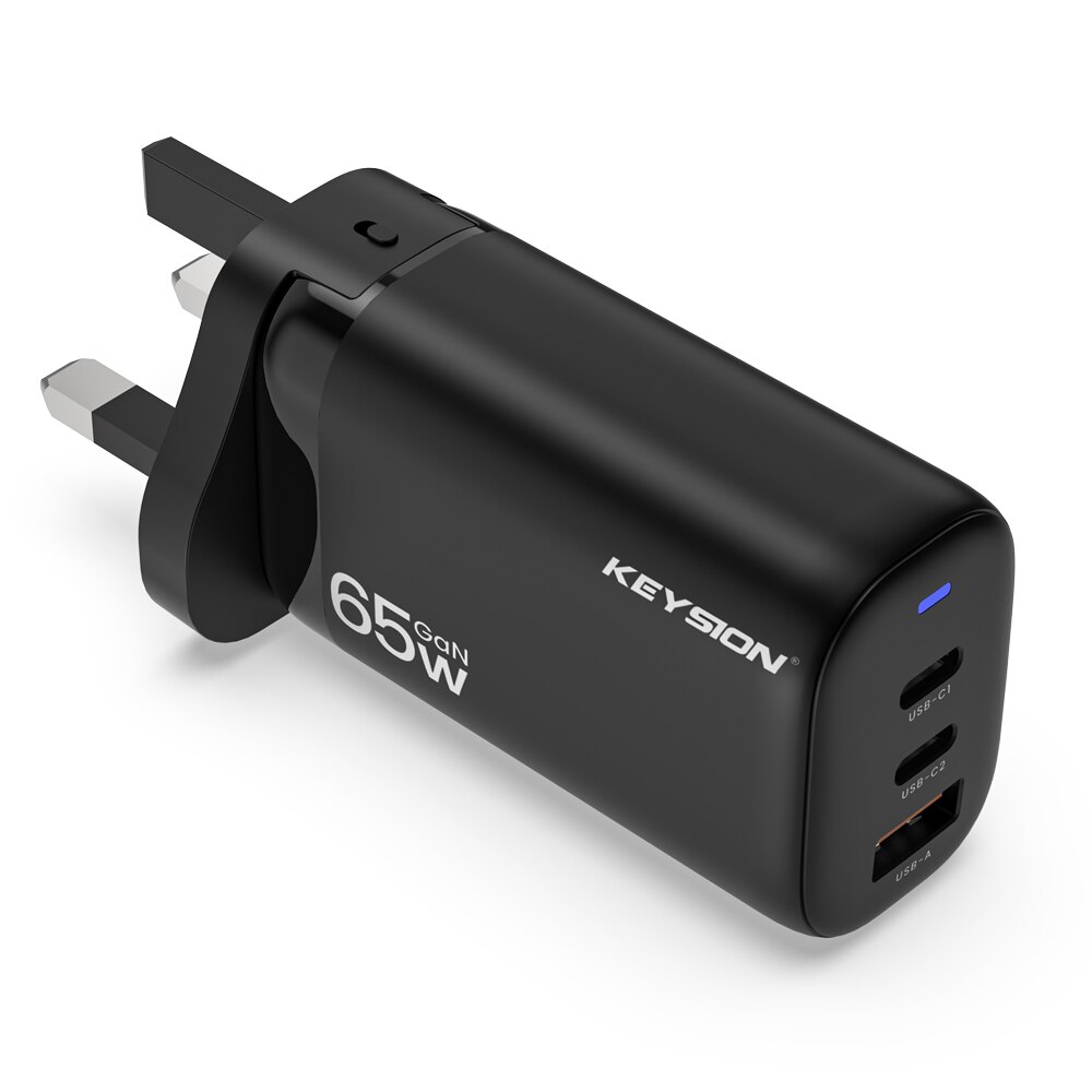 KEYSION – chargeur GaN USB type-c 65W PD Quick Charge 4.0/USB-C pour iPhone 13/12 Pro Max, iPad, Macbook Air: UK Plug Black