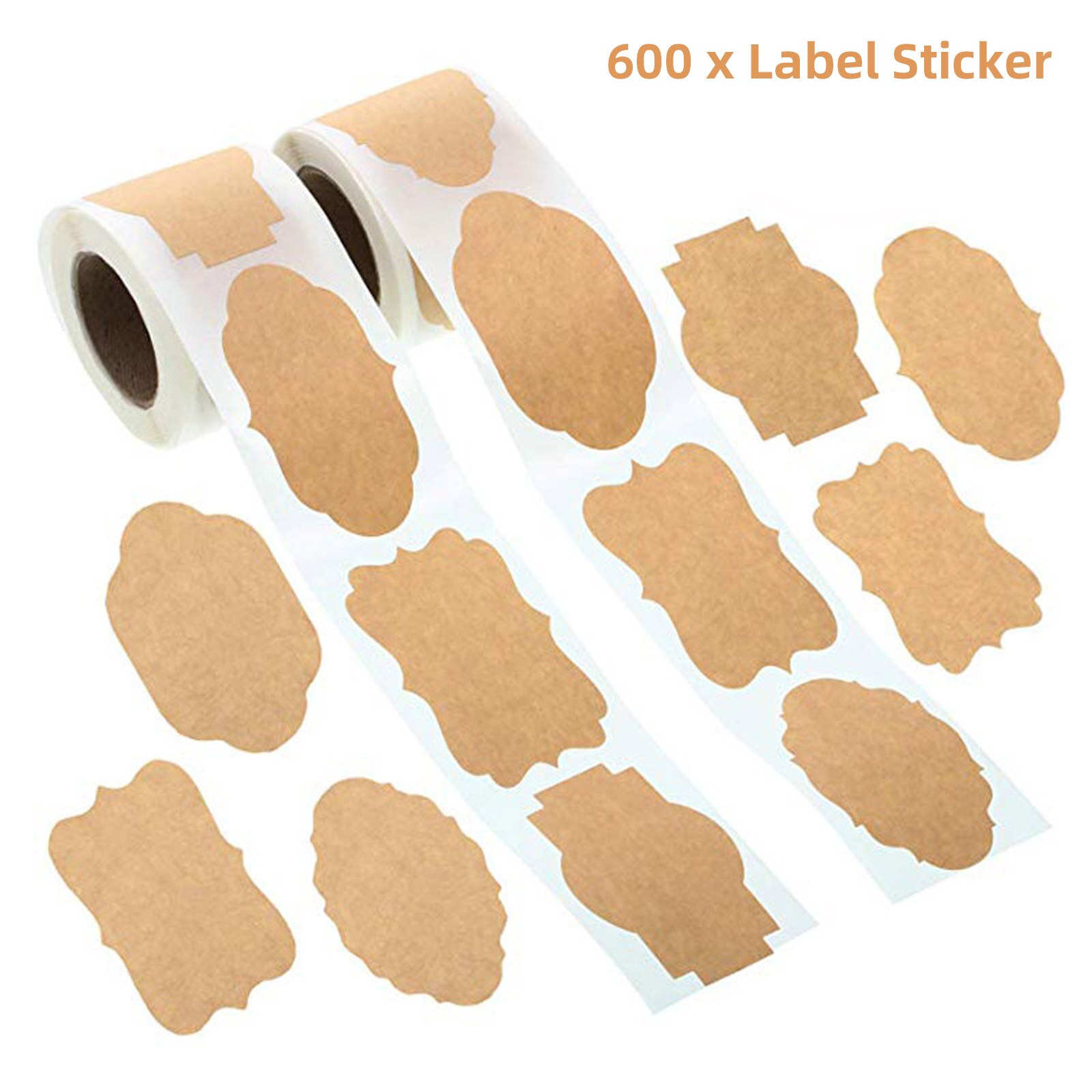 600pcs Kraft Paper Labels Stickers Envelope Seal Classification Label for Kitchen Containers Baking Christmas Wedding Bags: 600pcs