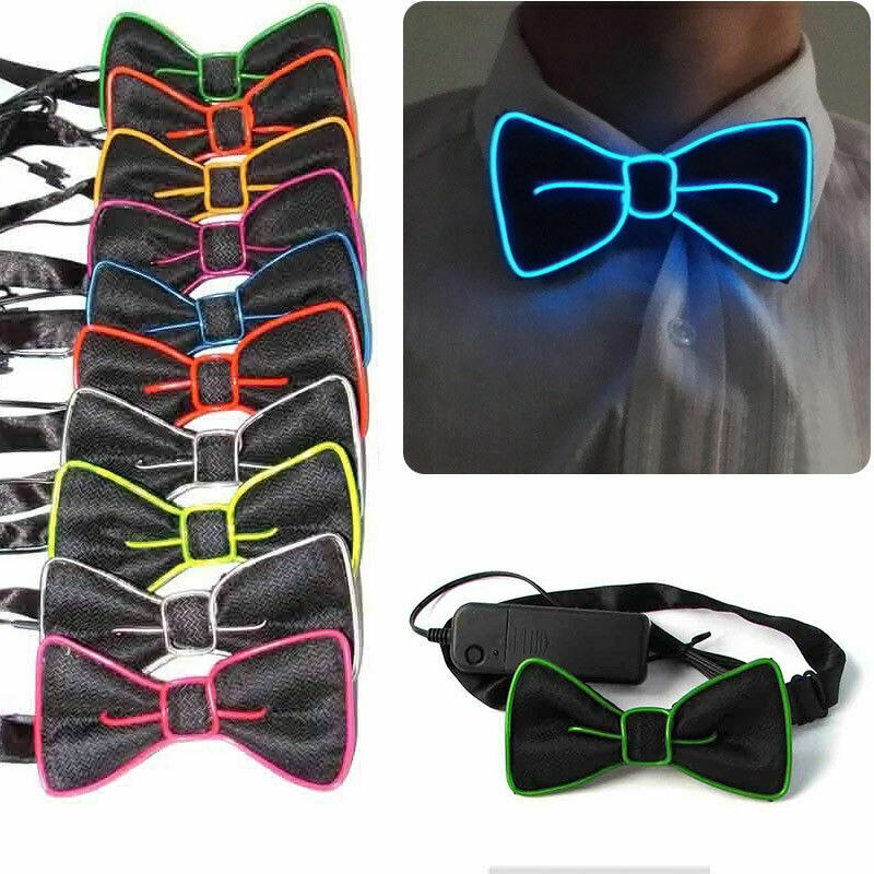 Cravate pour hommes en fil de fer | Nœud papillon lumineux clignotant pour fête en Club mariage