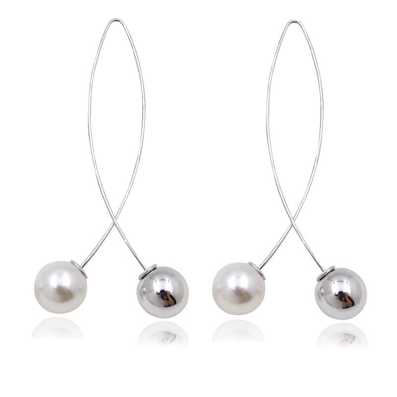 Cross Imitatie Parel Oorbellen Lange Eenvoudige Mode Oorbellen Vrouwen Bruiloft Sieraden Boucles Oreilles Pour Les Femmes