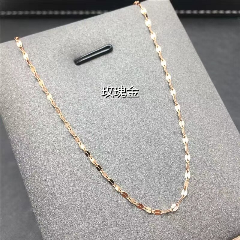 Catena di serpenti neutri di moda da donna catena di clavicola stile semplice catena in acciaio inossidabile a spina di pesce torsione catena d&#39;oro senza collana pendente: N012