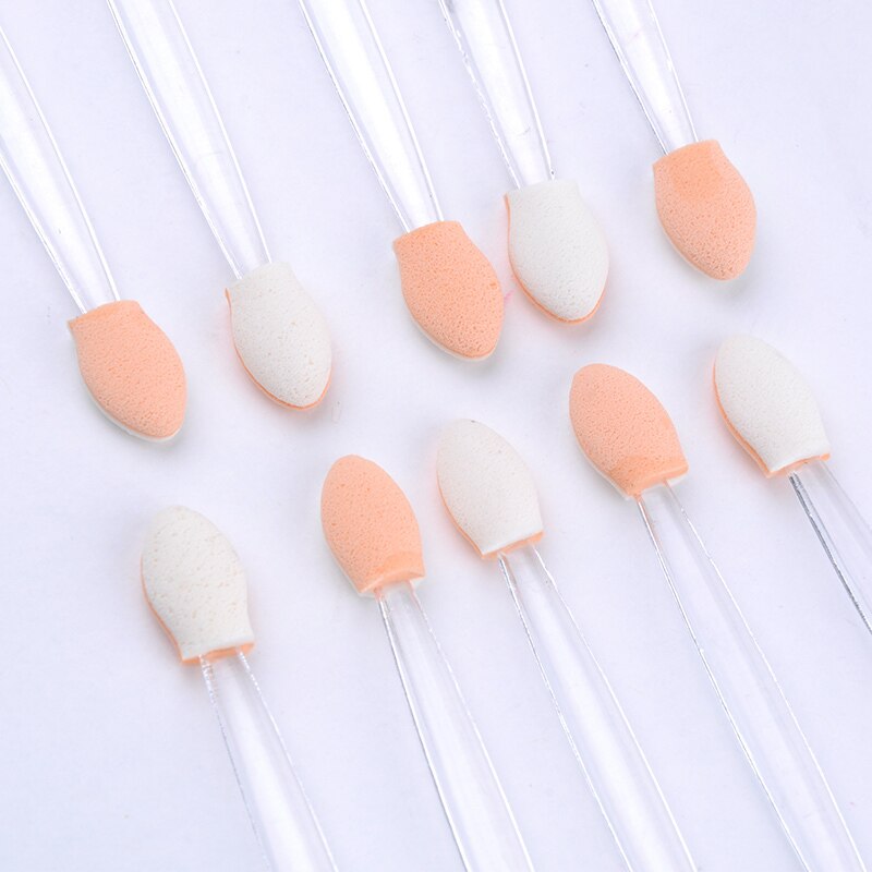10 Stuks Make-Up Double-End Oogschaduw Wenkbrauw Make-Up Spons Applicator Tool Willekeurige Kleur Set
