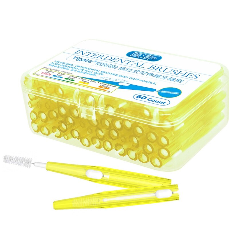 Push-Pull Interdental Brush Gum Interdental Tooth Brush Orthodontic Wire Brush Toothbrush Oral Care Toothpick 60 Pcs/Pack