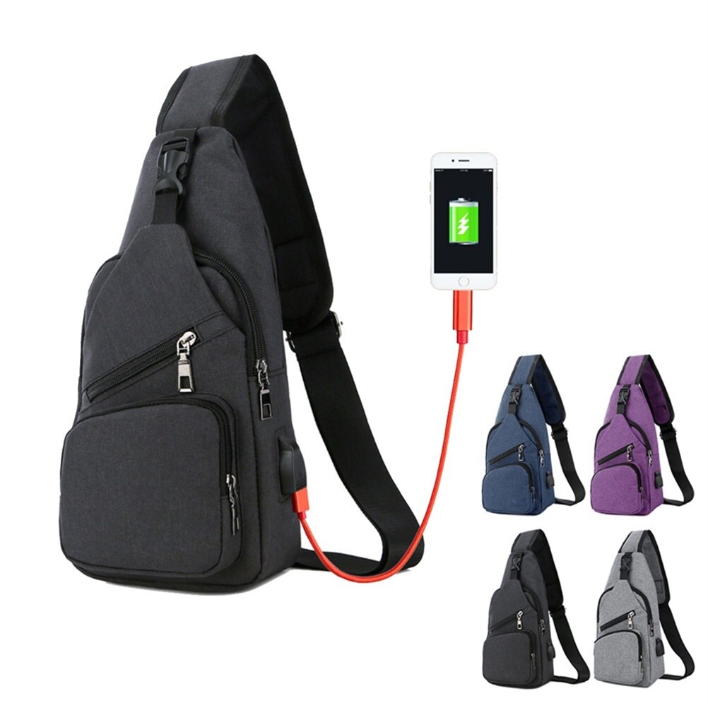 Mannen Anti-Diefstal Borst Pakken Toevallige Schoudertas Crossbody Tas Outdoor Diagonaal Borst Zak Met Usb-poort Opladen Vrouwen telefoon Tassen