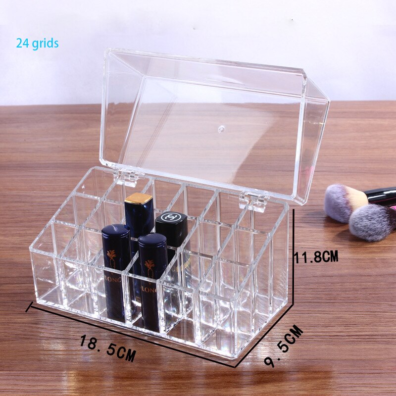 Transparent Lipstick Storage Box With Lid Acrylic Cosmetic Makeup Holder Organizer Multifunctional Display Case