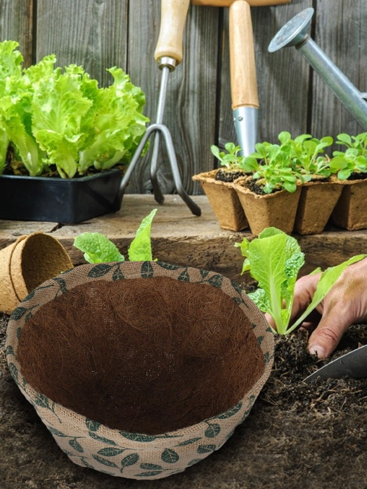 Coconut Palm Hanging Basket Plant Liners Decorative Flower Pot Linen Waterproof Oxford Coir Flower Pots For Garden Wedding Decor